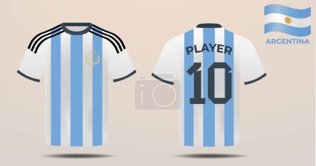 Illustration for Argentina Soccer National Team Jersey Front and Back view - Royalty Free Image