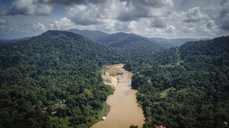 Téléchargez les photos : Paysage de forêt tropicale exotique à Taman Negara Pahang, Malaisie. Drone vue aérienne. - en image libre de droit