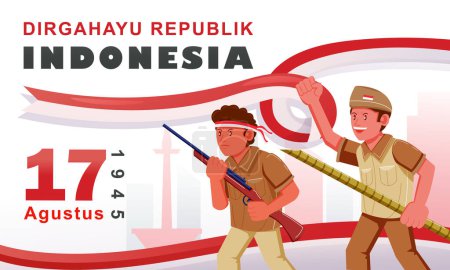 Illustration for Indonesian independence day banner, perfect for design assets - Royalty Free Image