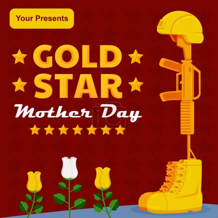 Illustration for Mother's Day Gold Star, warrior gear statue - Royalty Free Image