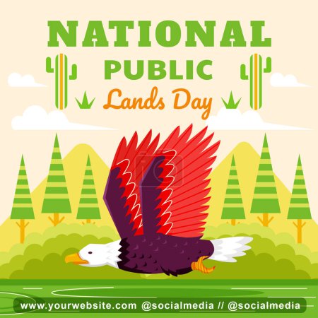 Illustration for National Public Land Day, eagles and nature. Suitable for events - Royalty Free Image