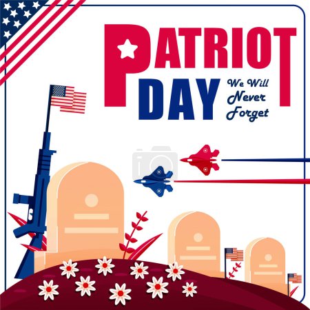 Ilustración de Patriot's Day, We Will Never Forget. Conmemorando la tumba del soldado, perfecto para eventos - Imagen libre de derechos