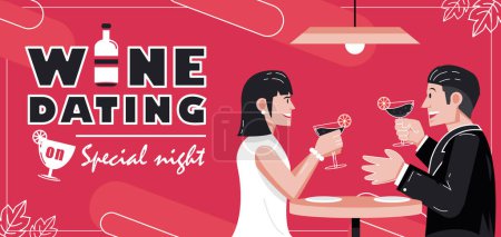 Illustration for Wine Dating on special night, warm date. Suitable for events - Royalty Free Image