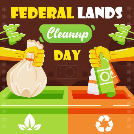 Ilustración de Día de Limpieza de Tierras Federales, removedor de basura - Imagen libre de derechos
