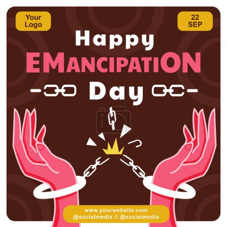 Ilustración de Feliz Día de la Emancipación, rompe las esposas. Perfecto para eventos - Imagen libre de derechos