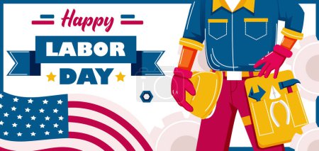 Illustration for Happy Labor Day Banner - Royalty Free Image