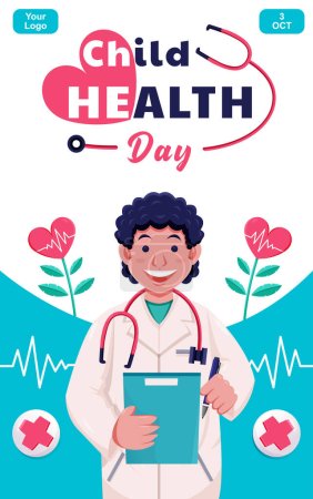 Ilustración de Día de la Salud Infantil, pequeño doctor. Apto para eventos - Imagen libre de derechos