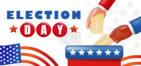 Illustration for Election Day, hand putting ballot paper into ballot box - Royalty Free Image