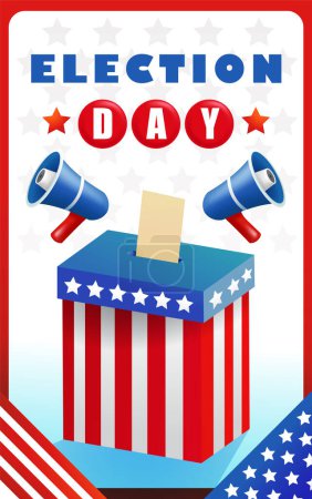 Illustration for Election Day, ballot box illustration with megaphone - Royalty Free Image
