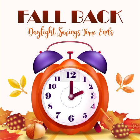 Illustration for Daylight Savings Time Ends, pumpkin shaped clock - Royalty Free Image