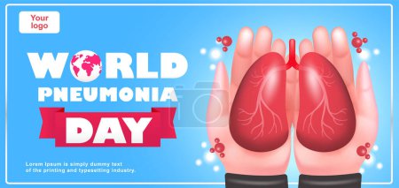 Téléchargez les illustrations : Journée mondiale de la pneumonie, illustration en 3D d'une paire de mains tenant des poumons. Convient pour les événements - en licence libre de droit