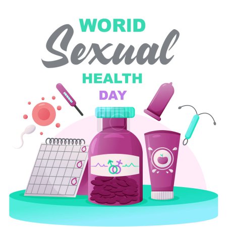 Illustration for World Sexual Health Day, contraceptives - Royalty Free Image