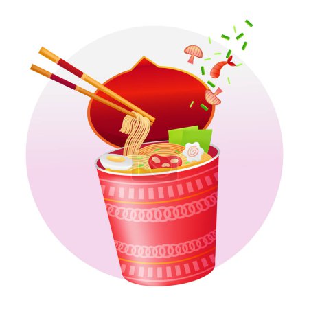 Téléchargez les illustrations : Nourriture japonaise, nouilles ramen instantanées illustration 3D - en licence libre de droit