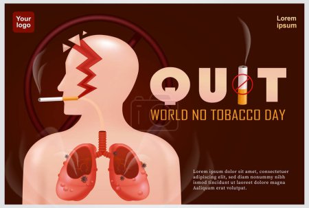 Ilustración de Deje de fumar, órganos humanos dañados por fumar. 3d vector, adecuado para eventos, campañas, educación y salud - Imagen libre de derechos