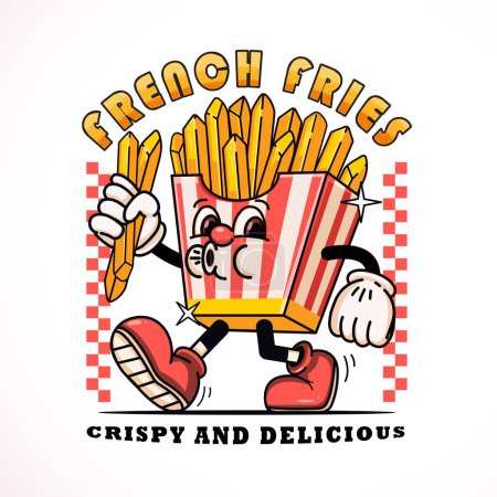 Illustration for French fries, cute fries. Suitable for logos, mascots, t-shirts, stickers and posters - Royalty Free Image