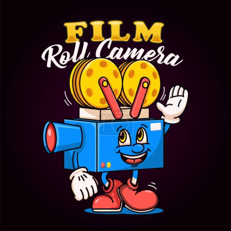 Illustration for Movie Film Camera, character mascot. Suitable for logos, mascots, t-shirts, stickers and posters - Royalty Free Image
