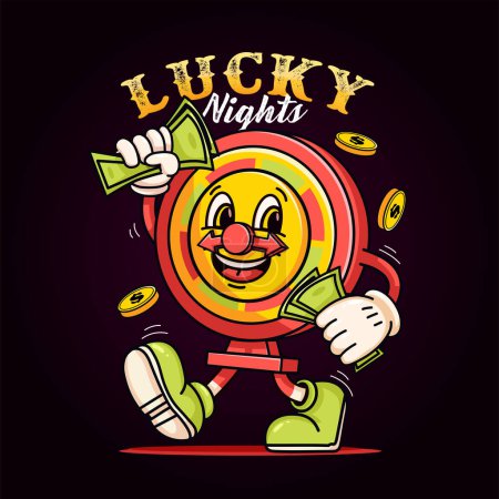 Illustration for Gambling machine mascot character carrying money. Suitable for logos, mascots, t-shirts, stickers and posters - Royalty Free Image