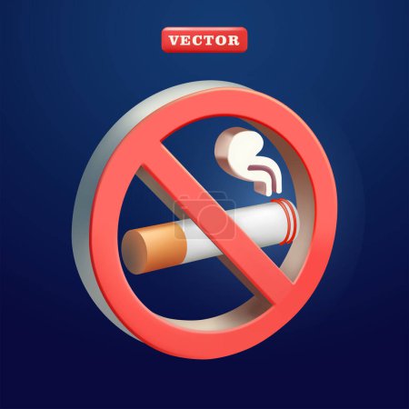 Téléchargez les illustrations : Non fumeur, vecteur 3D. Convient pour la santé, l'interdiction de fumer et les éléments de design - en licence libre de droit