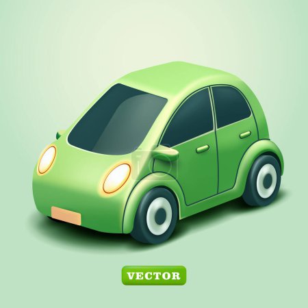 Illustration for Modern electric car, 3d vector. Suitable for education, technology, green energy and design elements - Royalty Free Image