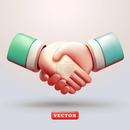 Ilustración de Apretón de manos, vector 3d. Perfecto para negocios, ferias de empleo y networking - Imagen libre de derechos