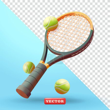 Illustration for Tennis racket and tennis ball. 3d vector, suitable for sports and design elements - Royalty Free Image