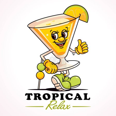 Illustration for Glass of relax tequila cartoon mascot suitable for logos, posters and prints - Royalty Free Image