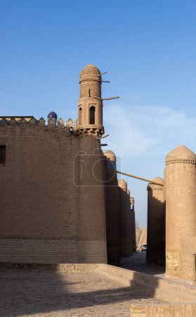 towers of Ichan qala, historical and architectural monuments in Khiva, Uzbekistan