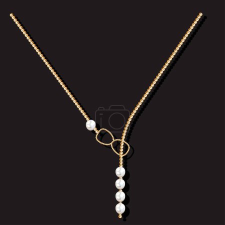 Illustration for V shape necklace design with pearl. - Royalty Free Image