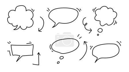 Illustration for Hand drawn speech bubble set with black on white background - Royalty Free Image