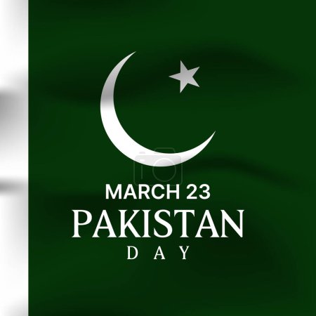 Illustration for Celebration pakistan day with green white flag background. vector illustration - Royalty Free Image