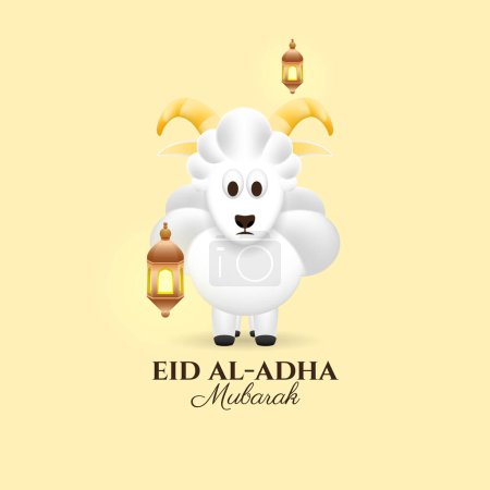 3d sheep for eid al adha celebration banner or poster. vector illustration