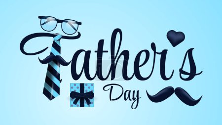 Vatertags-Typografie mit Brille, Krawatte und Schnurrbart. Vektorillustration