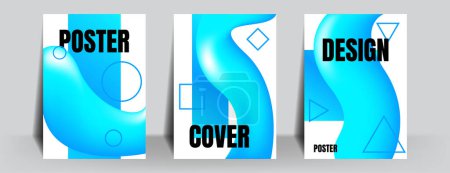Illustration for Abstract poster or cover blue fluid background set. vector illustration - Royalty Free Image