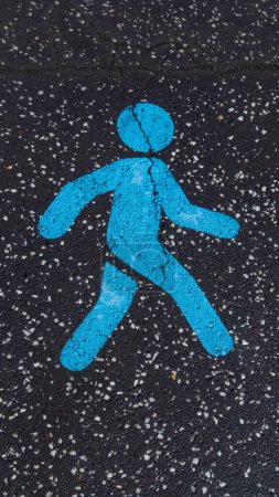 Vibrant blue walkway symbol, urban texture