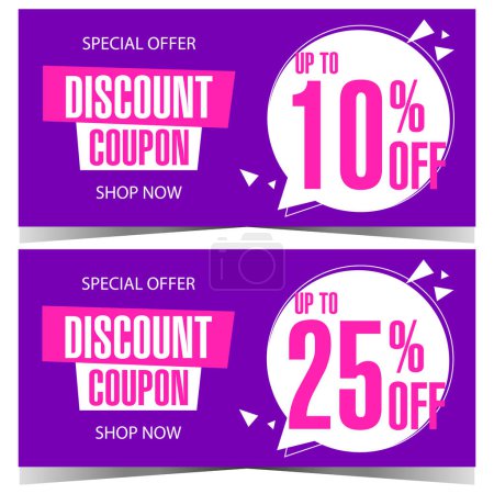 Photo for Discount coupon or discount voucher for sale, shopping season, special offer promotion and Black Friday. Vector discount ticket on blue background with indication of price reduction percentage. - Royalty Free Image