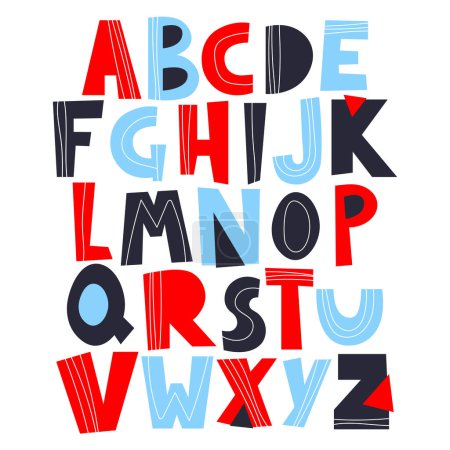 Photo for Letters of the English alphabet. Vector font design for children for educational and entertainment purposes. Creative and colourful isolated symbols of latin letters. - Royalty Free Image