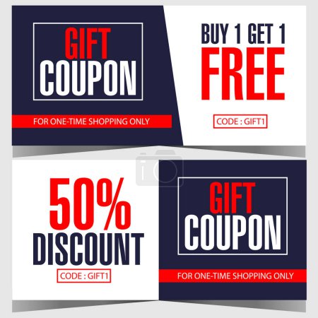 Photo for Gift coupon or discount voucher as birthday present for shopping or sale season promotion. Vector illustration of gift or discount coupon, tag, label with indication of price reduction percentage. - Royalty Free Image