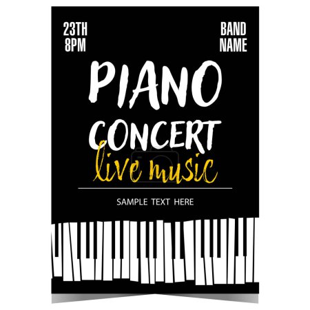 Photo for Live piano music concert promo poster, banner or invitation flyer with piano keys on background. Design template of vector illustration for piano music festival advertisement or announcement. - Royalty Free Image