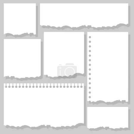 Photo for Note and memo torn paper sheet collection to leave a notification, reminder message or another text or inscription for use in the office for business or in everyday household and family activities. - Royalty Free Image
