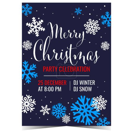 Photo for Christmas party invitation flyer or promo brochure with decorative snowflakes on the background. Vector Christmas party template to invite and celebrate winter holidays together in festive ambience. - Royalty Free Image