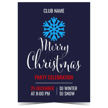Photo for Christmas party invitation to celebrate winter holidays in festive ambience together with friends and family. Christmas party design template with the big snowflake on the background. - Royalty Free Image