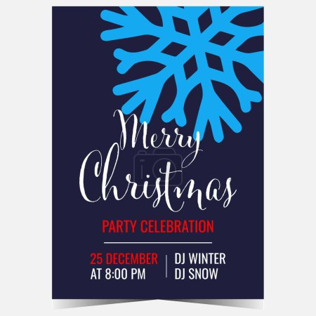 Photo for Christmas party celebration poster or banner with big snowflake on the background to invite the friends and family to celebrate winter holidays in festive and christmassy ambience. - Royalty Free Image