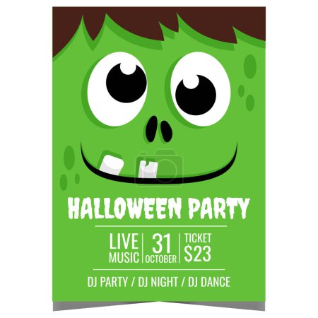 Photo for Halloween party banner with zombie character on the background. Invitation poster, billboard or booklet to celebrate the Halloween holiday in scared and skittish ambience like in a nightmare. - Royalty Free Image