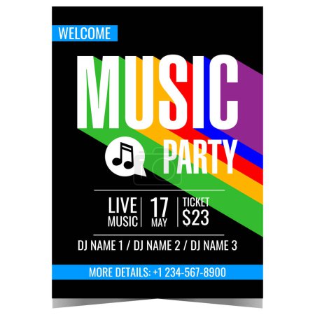 Photo for Music party invitation for disco dance show, carnival or festival. Vector colourful banner, poster, leaflet or flyer with abstract geometric lettering for night club electronic or techno music event. - Royalty Free Image