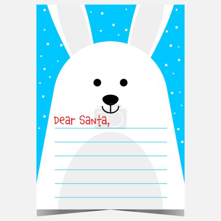 Photo for Christmas letter template with a rabbit character in the background. Wish list, postcard or mail to Santa Claus for kids to complete and send it to the North Pole and to receive gifts for Christmas. - Royalty Free Image