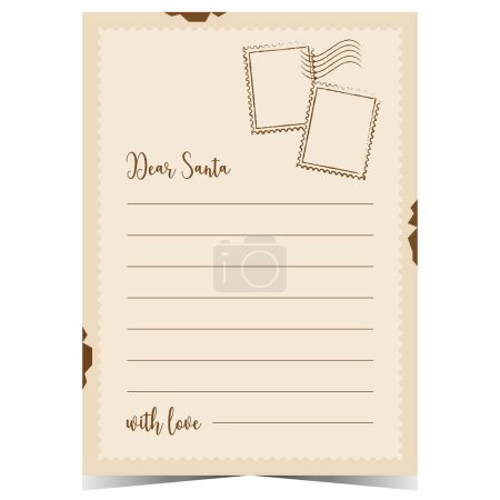 Photo for Christmas letter template on craft paper to fill out and send to Santa Claus via North Pole mail during winter holidays. Ready to print blank sample for Christmas wish list or greeting message. - Royalty Free Image