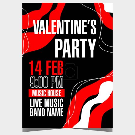 Photo for Valentine's Day party design in red, white and black colours to invite lovers for celebration of romantic Feast of Saint Valentine at disco dance night club with live music and entertainment show. - Royalty Free Image