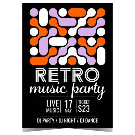 Photo for Retro music party design template. Vector poster or banner with abstract elements for invitation to a disco dance event at night club or old style musical show with celebrities and live DJ set. - Royalty Free Image