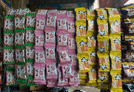 Photo for Jakarta, Indonesia - March 03, 2024: Various brands of imported chips and snacks in street shops. - Royalty Free Image