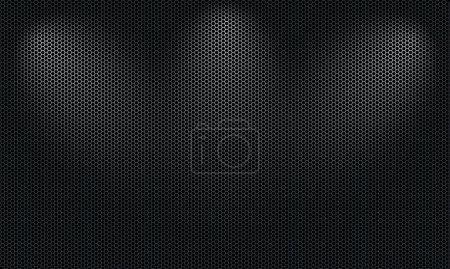 Photo for Carbon fibre texture background, New Technology abstract, vector illustration. Hexagon dark background. Black honeycomb abstract metal grid pattern technology wallpaper with light spots from lamps - Royalty Free Image